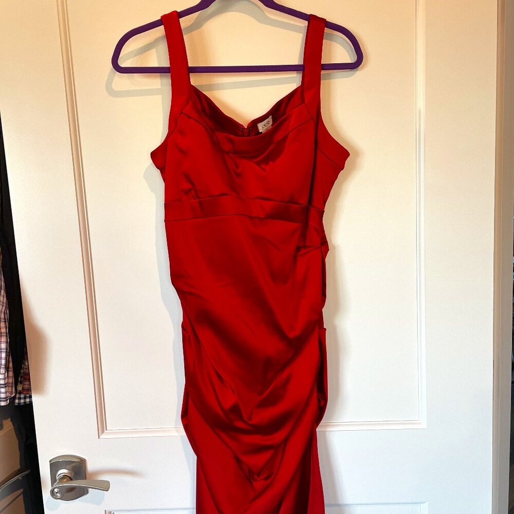 Red Satin Cocktail Dress (size 12) - NWT